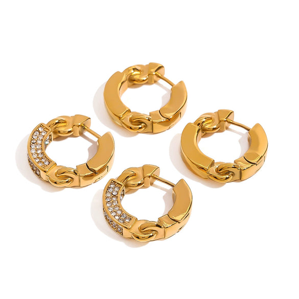 Wholesale Stainless Steel Geometric Earrings With Diamond Inlay And Electroplating For Women
