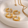 Wholesale Stainless Steel Geometric Earrings With Diamond Inlay And Electroplating For Women
