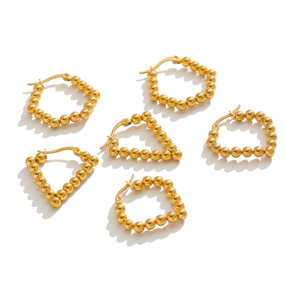 Wholesale Stainless Steel Geometric Earrings With Electroplating Drop Shaped And Wave Patterns For Women