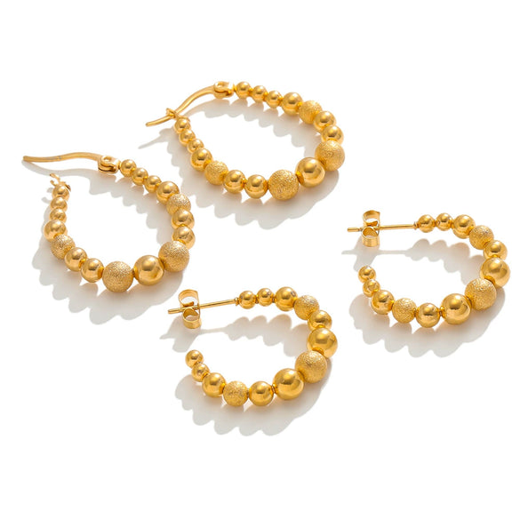 Wholesale Stainless Steel Geometric Earrings With Electroplating Drop Shaped And Wave Patterns For Women