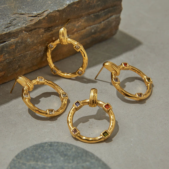 Wholesale Stainless Steel Geometric Earrings With Electroplating For Women Light Luxury And Niche Design