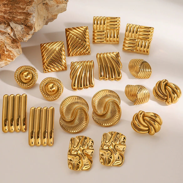 Wholesale Stainless Steel Geometric Earrings With Electroplating For Women
