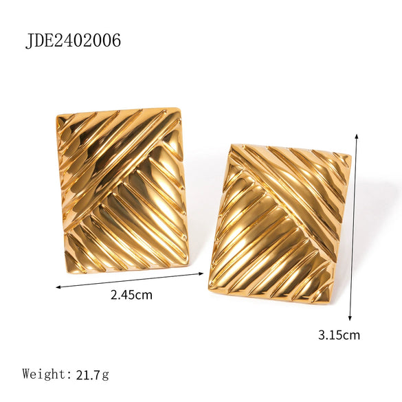 Wholesale Stainless Steel Geometric Earrings With Electroplating For Women