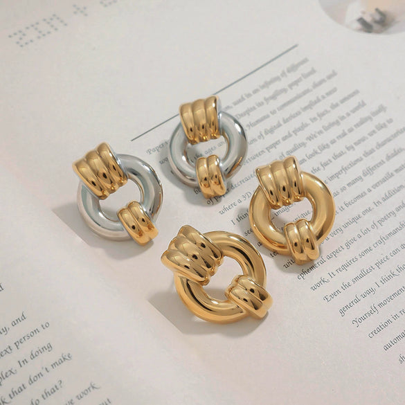 Wholesale Stainless Steel Geometric Earrings With Electroplating Light Luxury And Design Sense For Women