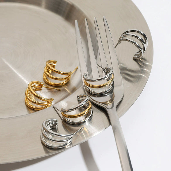 Wholesale Stainless Steel Geometric Earrings With Electroplating Light Luxury And Design Sense For Women
