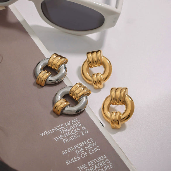 Wholesale Stainless Steel Geometric Earrings With Electroplating Light Luxury And Design Sense For Women