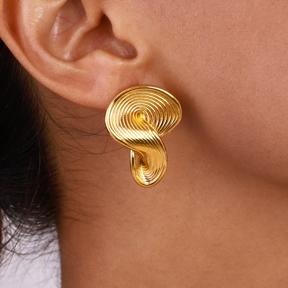 Wholesale Stainless Steel Geometric Earrings With Electroplating Treatment For Women