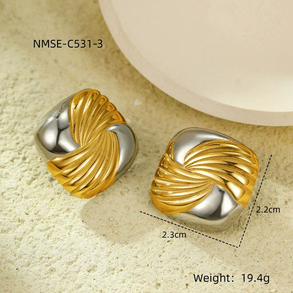 Wholesale Stainless Steel Geometric Earrings With Electroplating Treatment For Women