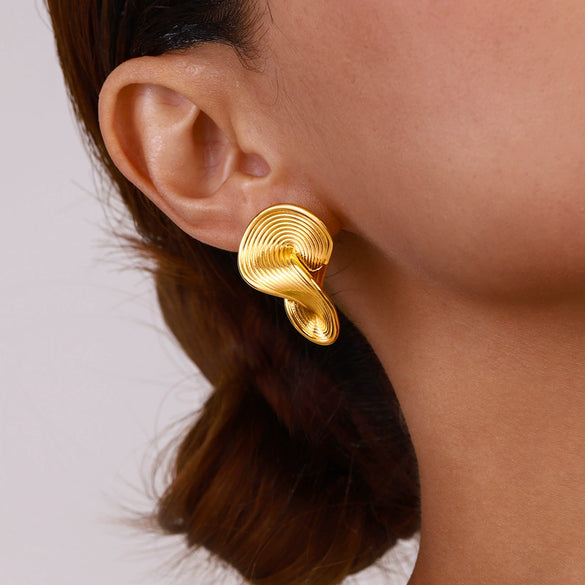 Wholesale Stainless Steel Geometric Earrings With Electroplating Treatment For Women