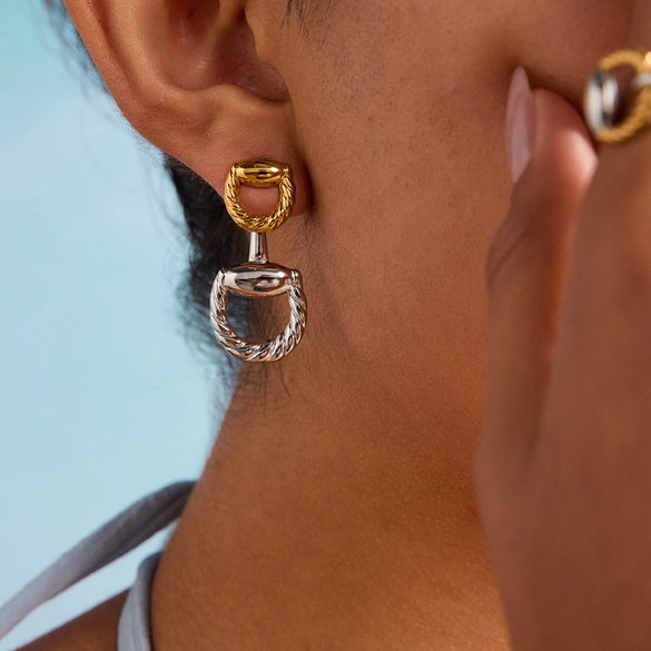 Wholesale Stainless Steel Geometric Earrings With Electroplating