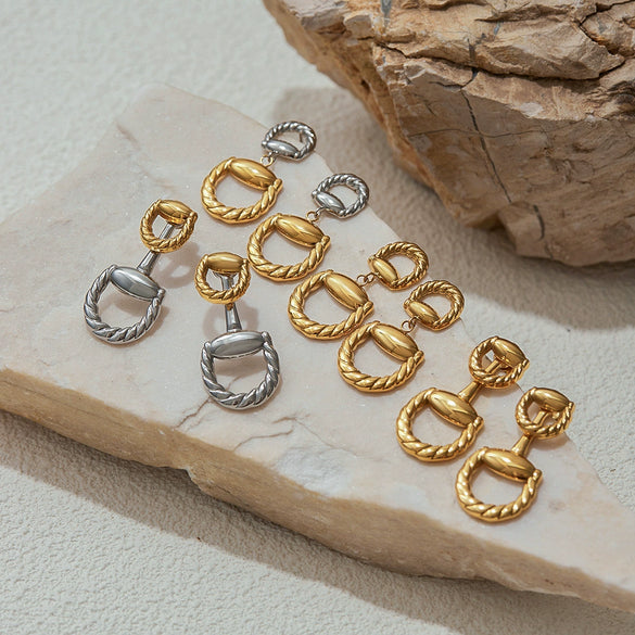 Wholesale Stainless Steel Geometric Earrings With Electroplating