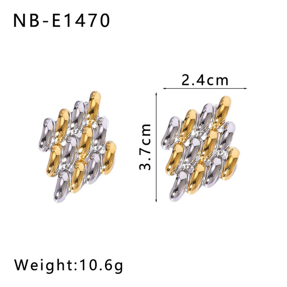 Wholesale Stainless Steel Geometric Earrings With Gold And Steel Color Matching 18K Gold Plated By Vacuum Plating In Furnace For Women