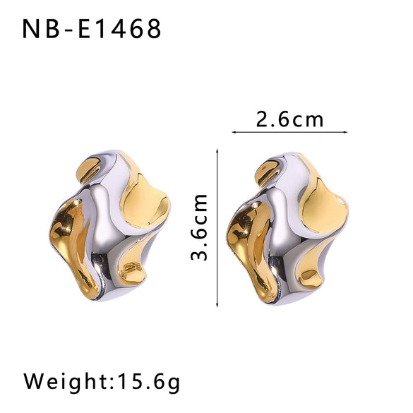 Wholesale Stainless Steel Geometric Earrings With Gold And Steel Color Matching 18K Gold Plated By Vacuum Plating In Furnace For Women