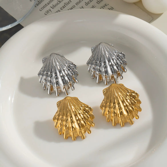 Wholesale Stainless Steel Geometric Earrings With Marine Style Minimalist Design And Pvd Vacuum Real Gold Electroplating For Women