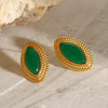Wholesale Stainless Steel Geometric Earrings With Natural Stone Emerald Electroplating For Women
