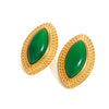 Wholesale Stainless Steel Geometric Earrings With Natural Stone Emerald Electroplating For Women