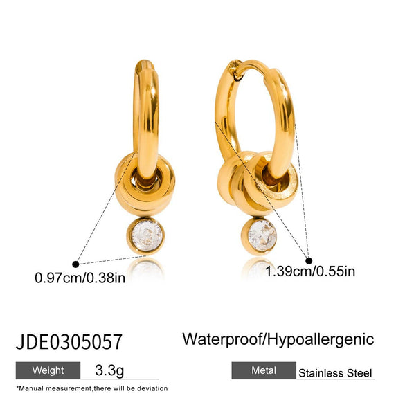 Wholesale Stainless Steel Geometric Earrings With Zircon Electroplated For Women Light Luxury High End Non Fading