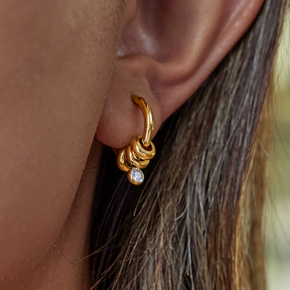 Wholesale Stainless Steel Geometric Earrings With Zircon Electroplated For Women Light Luxury High End Non Fading