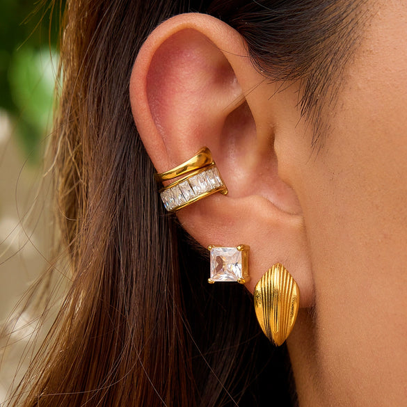 Wholesale Stainless Steel Geometric Earrings With Zircon Electroplated For Women Light Luxury High End Non Fading
