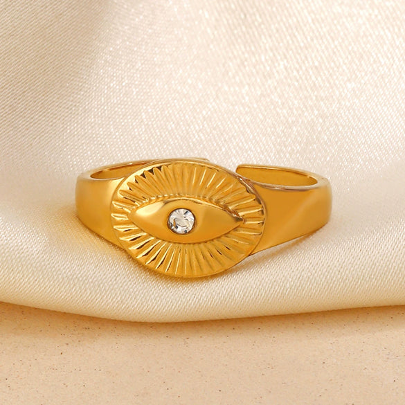Wholesale Stainless Steel Geometric Electroplated Devil's Eye Ring For Women