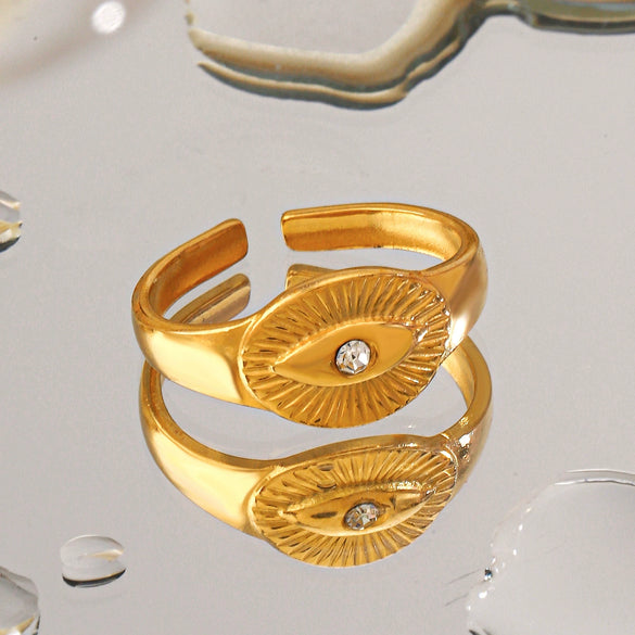 Wholesale Stainless Steel Geometric Electroplated Devil's Eye Ring For Women