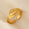 Wholesale Stainless Steel Geometric Electroplated Devil's Eye Ring For Women