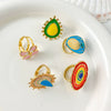 Wholesale Stainless Steel Geometric Electroplated Drop Flower Sun Shape Ring For Unisex