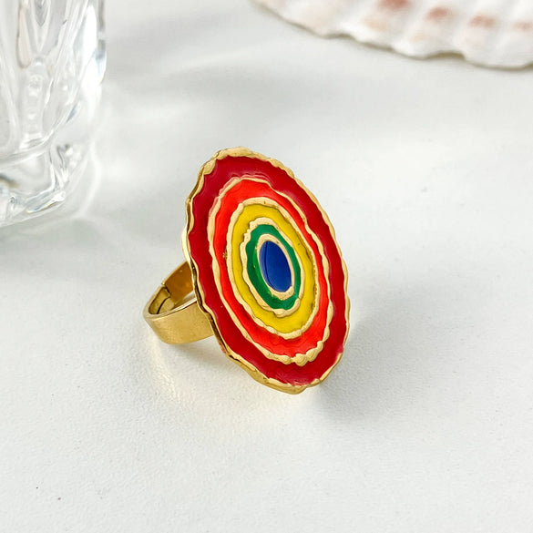 Wholesale Stainless Steel Geometric Electroplated Drop Flower Sun Shape Ring For Unisex