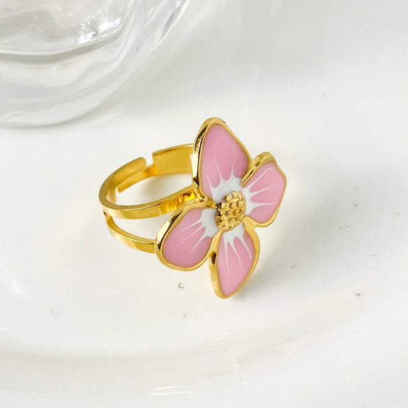 Wholesale Stainless Steel Geometric Electroplated Drop Flower Sun Shape Ring For Unisex