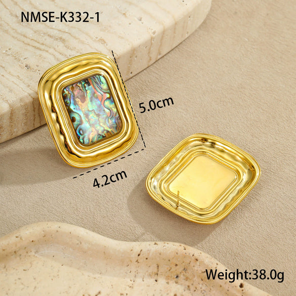 Wholesale Stainless Steel Geometric Electroplated Exaggerated Midcentury Retro Style Women's Earrings