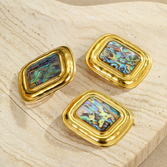 Wholesale Stainless Steel Geometric Electroplated Exaggerated Midcentury Retro Style Women's Earrings