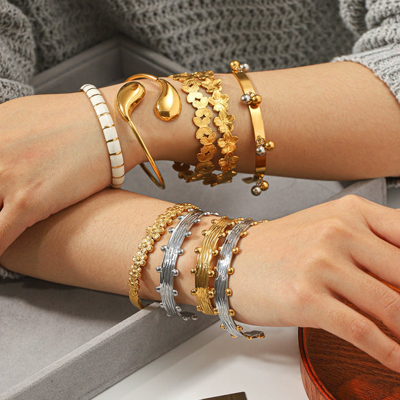Wholesale Stainless Steel Geometric Electroplated Flower Bracelet Luxury Highend Jewelry Accessories