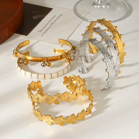Wholesale Stainless Steel Geometric Electroplated Flower Bracelet Luxury Highend Jewelry Accessories
