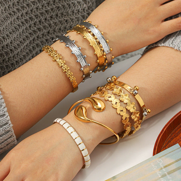 Wholesale Stainless Steel Geometric Electroplated Flower Bracelet Luxury Highend Jewelry Accessories