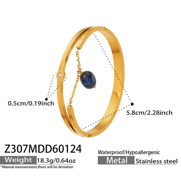 Wholesale Stainless Steel Geometric Electroplated Gold Pendant Clasp Bracelet Set Accessories