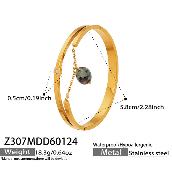 Wholesale Stainless Steel Geometric Electroplated Gold Pendant Clasp Bracelet Set Accessories