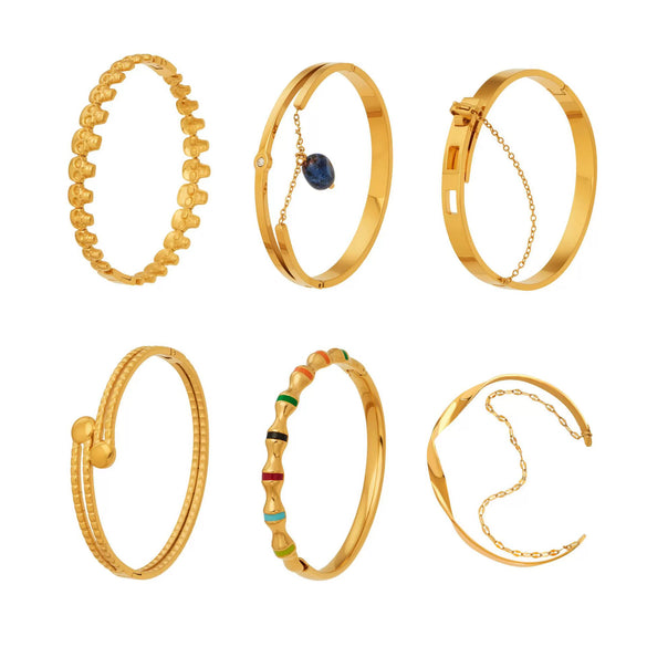 Wholesale Stainless Steel Geometric Electroplated Gold Pendant Clasp Bracelet Set Accessories