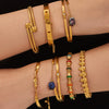 Wholesale Stainless Steel Geometric Electroplated Gold Pendant Clasp Bracelet Set Accessories