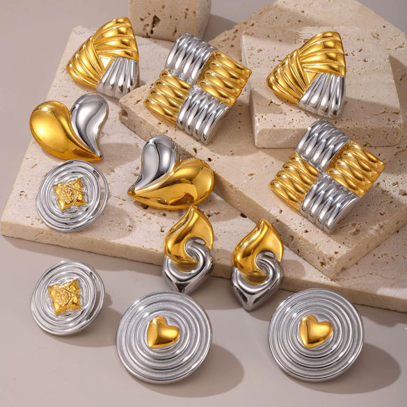 Wholesale Stainless Steel Geometric Electroplated Light Luxury Women's Gold Earrings Ear Studs