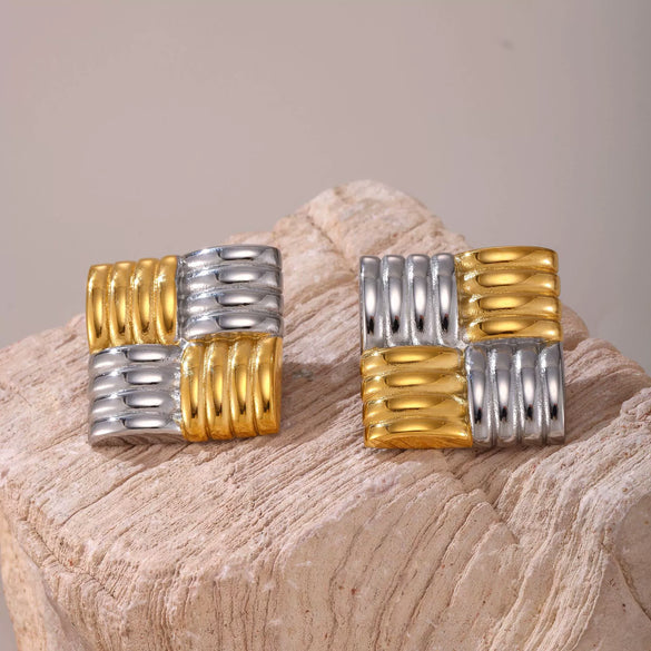 Wholesale Stainless Steel Geometric Electroplated Light Luxury Women's Gold Earrings Ear Studs