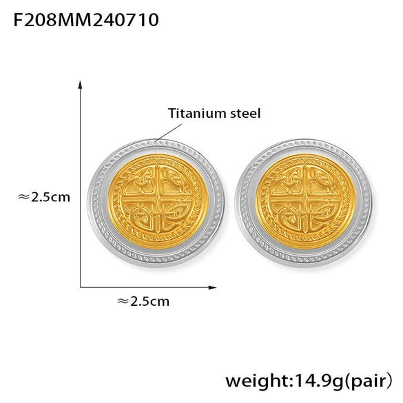 Wholesale Stainless Steel Geometric Electroplated Light Luxury Women's Gold Earrings Ear Studs