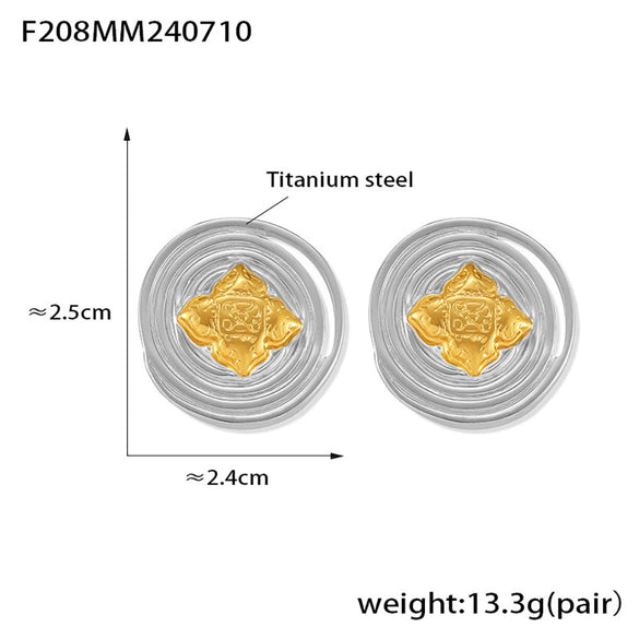 Wholesale Stainless Steel Geometric Electroplated Light Luxury Women's Gold Earrings Ear Studs