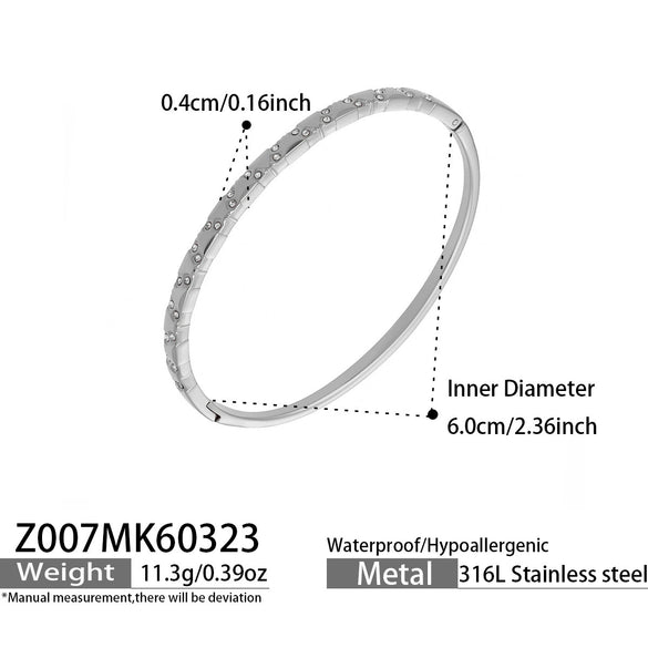 Wholesale Stainless Steel Geometric Electroplated Microinlaid Zircon Ringshaped Thin Bracelet Set