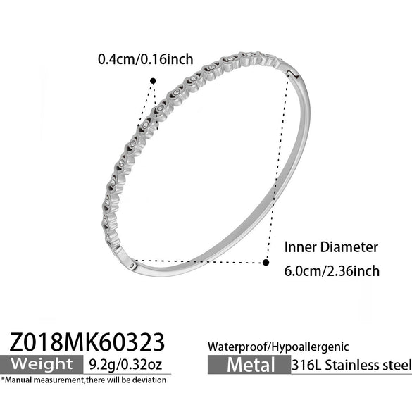 Wholesale Stainless Steel Geometric Electroplated Microinlaid Zircon Ringshaped Thin Bracelet Set