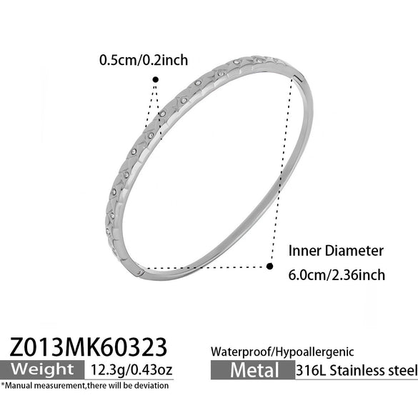 Wholesale Stainless Steel Geometric Electroplated Microinlaid Zircon Ringshaped Thin Bracelet Set