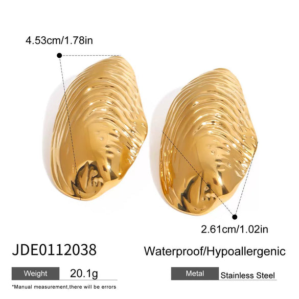 Wholesale Stainless Steel Geometric Electroplated Minimalist Personality Clam Shell Women's Earrings