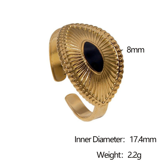 Wholesale Stainless Steel Geometric Electroplated Open Ring For Women Classic Retro Light Luxury Style