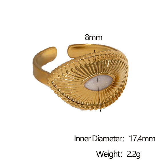 Wholesale Stainless Steel Geometric Electroplated Open Ring For Women Classic Retro Light Luxury Style