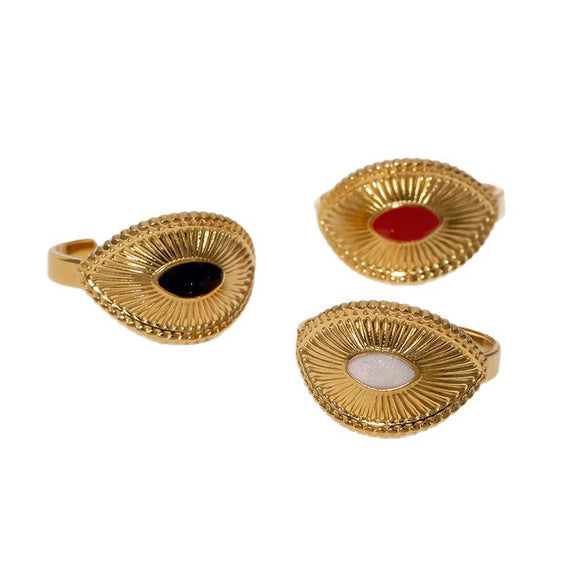 Wholesale Stainless Steel Geometric Electroplated Open Ring For Women Classic Retro Light Luxury Style