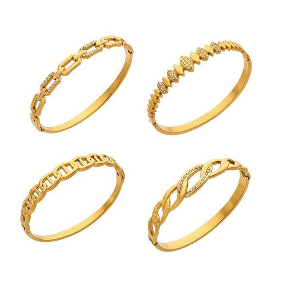 Wholesale Stainless Steel Geometric Electroplated Ring Shaped Clasp Bracelet Set Jewelry Accessories